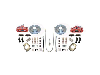 SSBC-USA Rear Disc Brake Conversion Kit with Built-In Parking Brake Assembly and Vented Rotors; Red Calipers (76-86 Jeep CJ7 w/ Warn AMC 20 Axle)