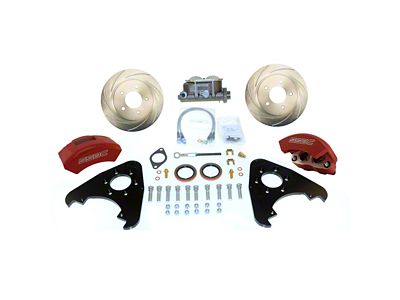 SSBC-USA Super Twin 2-Piston Front Disc Brake Conversion Kit; Red Calipers (70-86 Jeep CJ7 w/ Dana 30 Axle)