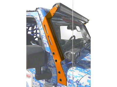Steinjager A-Pillar LED Light Mount Brackets; Fluorescent Orange (07-18 Jeep Wrangler JK)