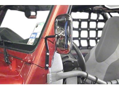 Steinjager A-Pillar Mounted Mirror; Bare Metal (97-06 Jeep Wrangler TJ)