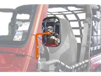 Steinjager A-Pillar Mounted Mirror; Fluorescent Orange (97-06 Jeep Wrangler TJ)