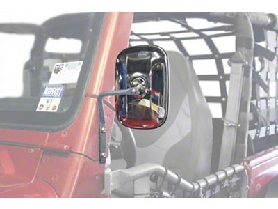 Steinjager A-Pillar Mounted Mirror; Gray Hammertone (97-06 Jeep Wrangler TJ)