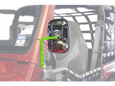Steinjager A-Pillar Mounted Mirror; Neon Green (97-06 Jeep Wrangler TJ)