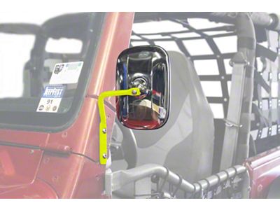 Steinjager A-Pillar Mounted Mirror; Neon Yellow (97-06 Jeep Wrangler TJ)