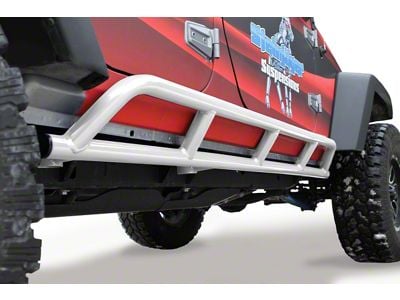Steinjager Bare Metal Knuckles Rock Sliders; Cloud White (07-18 Jeep Wrangler JK 4-Door)