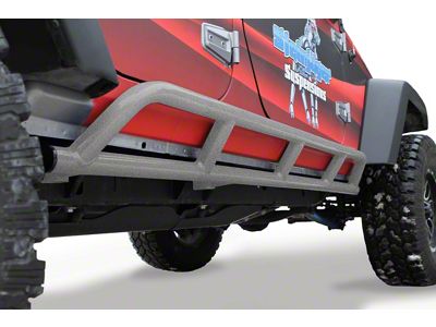 Steinjager Bare Metal Knuckles Rock Sliders; Gray Hammertone (07-18 Jeep Wrangler JK 4-Door)
