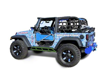 Steinjager Bare Metal Knuckles Rock Sliders; Locas Green (07-18 Jeep Wrangler JK 2-Door)