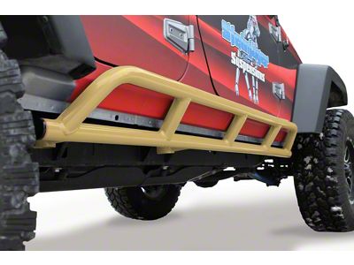 Steinjager Bare Metal Knuckles Rock Sliders; Military Beige (07-18 Jeep Wrangler JK 4-Door)