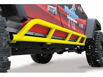 Steinjager Bare Metal Knuckles Rock Sliders; Neon Yellow (07-18 Jeep Wrangler JK 4-Door)