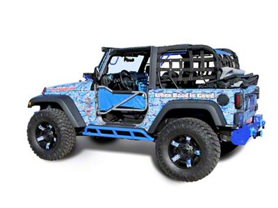 Steinjager Bare Metal Knuckles Rock Sliders; Playboy Blue (07-18 Jeep Wrangler JK 2-Door)