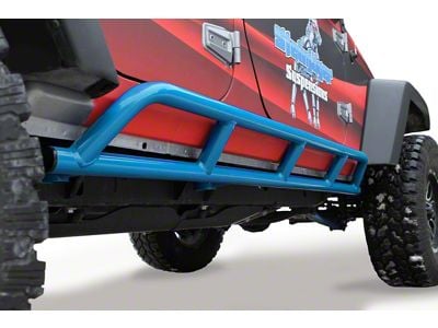 Steinjager Bare Metal Knuckles Rock Sliders; Playboy Blue (07-18 Jeep Wrangler JK 4-Door)