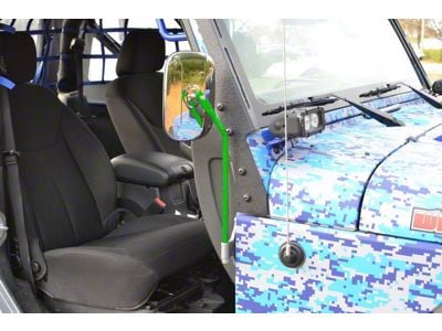 Steinjager Door Hinge Mounted Mirrors; Neon Green (07-18 Jeep Wrangler JK)
