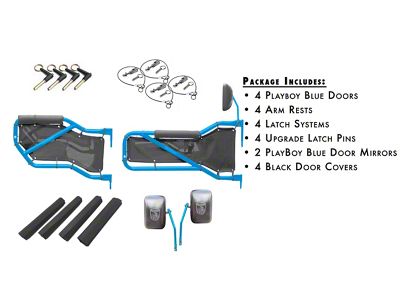 Steinjager Front and Rear Tube Doors; Playboy Blue and Black Mesh (07-18 Jeep Wrangler JK 4-Door)
