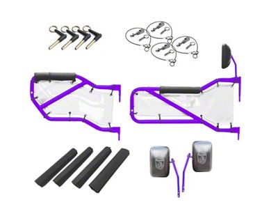 Steinjager Front and Rear Tube Doors; Sinbad Purple and White Mesh (07-18 Jeep Wrangler JK 4-Door)
