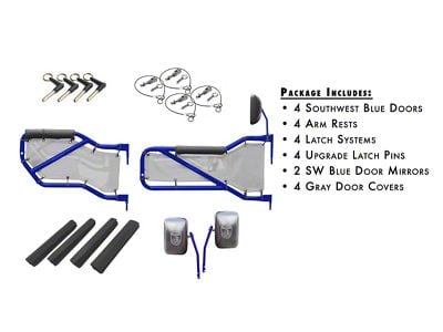 Steinjager Front and Rear Tube Doors; Southwest Blue and Gray Mesh (07-18 Jeep Wrangler JK 4-Door)