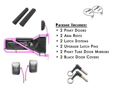 Steinjager Front Tube Doors; Pinky and Black Mesh (07-18 Jeep Wrangler JK)