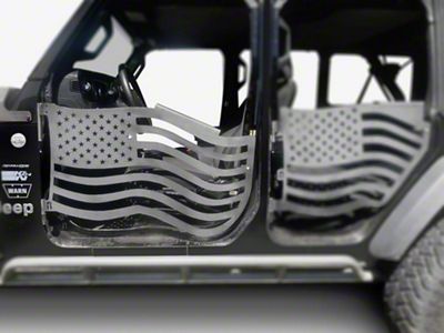 Steinjager Premium American Flag Front Trail Doors; Bare Metal (20-25 Jeep Gladiator JT)