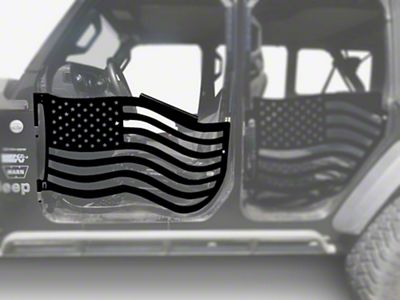 Steinjager Premium American Flag Front Trail Doors; Black (20-25 Jeep Gladiator JT)