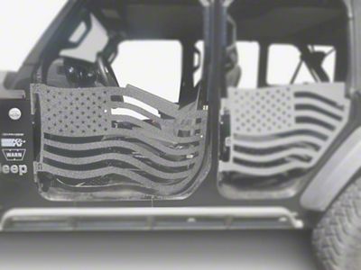 Steinjager Premium American Flag Front Trail Doors; Gray Hammertone (20-25 Jeep Gladiator JT)
