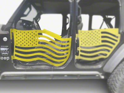 Steinjager Premium American Flag Front Trail Doors; Lemon Peel (20-25 Jeep Gladiator JT)