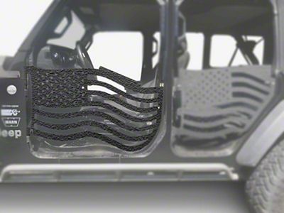 Steinjager Premium American Flag Front Trail Doors; Texturized Black (20-25 Jeep Gladiator JT)