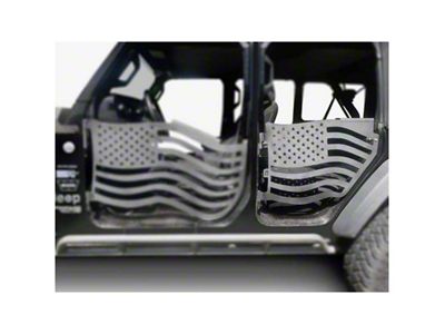Steinjager Premium American Flag Rear Trail Doors; Bare Metal (20-25 Jeep Gladiator JT)
