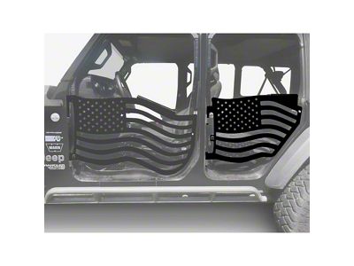 Steinjager Premium American Flag Rear Trail Doors; Black (20-25 Jeep Gladiator JT)