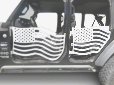 Steinjager Premium American Flag Rear Trail Doors; Cloud White (20-25 Jeep Gladiator JT)