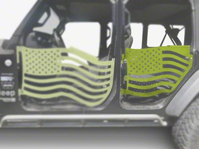 Steinjager Premium American Flag Rear Trail Doors; Gecko Green (20-25 Jeep Gladiator JT)