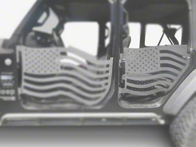Steinjager Premium American Flag Rear Trail Doors; Gray Hammertone (20-25 Jeep Gladiator JT)
