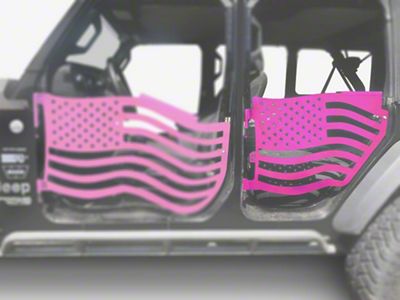 Steinjager Premium American Flag Rear Trail Doors; Hot Pink (20-25 Jeep Gladiator JT)