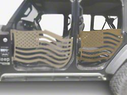 Steinjager Premium American Flag Rear Trail Doors; Military Beige (20-25 Jeep Gladiator JT)