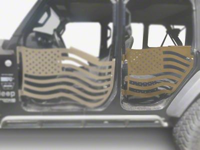 Steinjager Premium American Flag Rear Trail Doors; Military Beige (20-25 Jeep Gladiator JT)