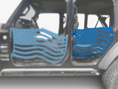 Steinjager Premium American Flag Rear Trail Doors; Playboy Blue (20-25 Jeep Gladiator JT)