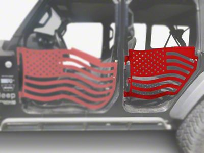 Steinjager Premium American Flag Rear Trail Doors; Red Baron (20-25 Jeep Gladiator JT)