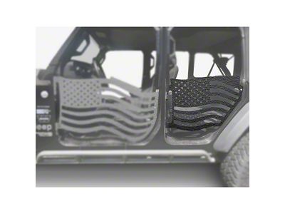 Steinjager Premium American Flag Rear Trail Doors; Texturized Black (20-25 Jeep Gladiator JT)