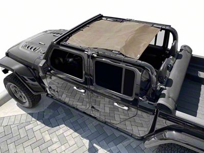 Steinjager Teddy Top Solar Screen Cover; Tan (20-25 Jeep Gladiator JT)