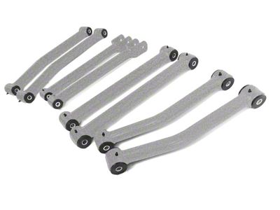 Steinjager Fixed Length Front and Rear Control Arms for 2.50 to 4-Inch Lift; Gray Hammertone (07-18 Jeep Wrangler JK)
