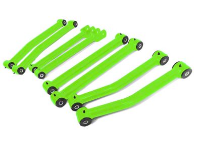 Steinjager Fixed Length Front and Rear Control Arms for 2.50 to 4-Inch Lift; Neon Green (07-18 Jeep Wrangler JK)