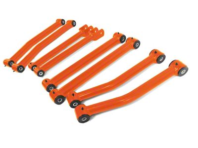 Steinjager Fixed Length Front and Rear Control Arms for 2.50 to 4-Inch Lift; Fluorescent Orange (07-18 Jeep Wrangler JK)