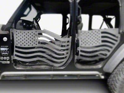 Steinjager Premium American Flag Front Trail Doors; Bare Metal (18-25 Jeep Wrangler JL)