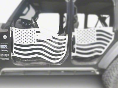 Steinjager Premium American Flag Front Trail Doors; Cloud White (18-25 Jeep Wrangler JL)
