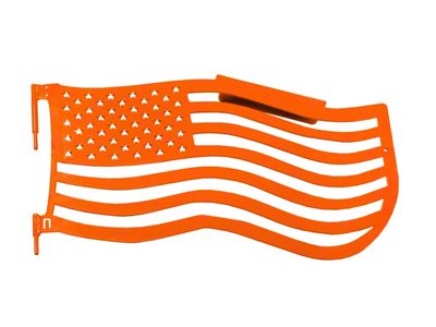 Steinjager Premium American Flag Front Trail Doors; Fluorescent Orange (07-18 Jeep Wrangler JK)