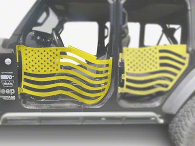 Steinjager Premium American Flag Front Trail Doors; Lemon Peel (18-25 Jeep Wrangler JL)