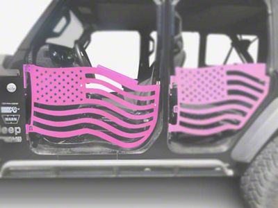 Steinjager Premium American Flag Front Trail Doors; Pinky (18-25 Jeep Wrangler JL)
