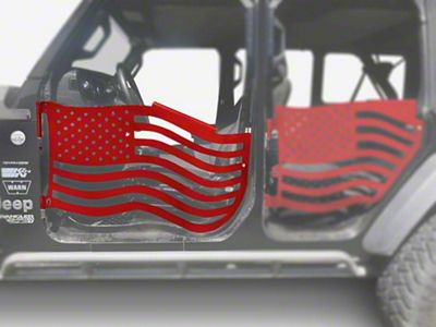 Steinjager Premium American Flag Front Trail Doors; Red Baron (18-25 Jeep Wrangler JL)