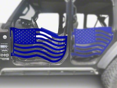 Steinjager Premium American Flag Front Trail Doors; Southwest Blue (18-25 Jeep Wrangler JL)