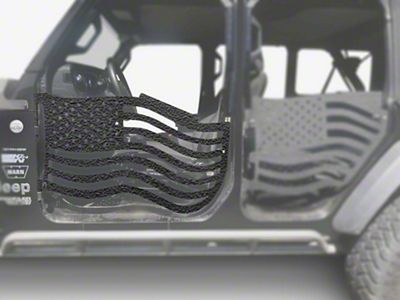 Steinjager Premium American Flag Front Trail Doors; Texturized Black (18-25 Jeep Wrangler JL)