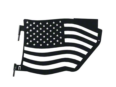 Steinjager Premium American Flag Rear Trail Doors; Black (07-18 Jeep Wrangler JK 4-Door)