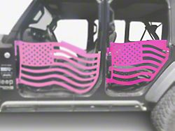 Steinjager Premium American Flag Rear Trail Doors; Hot Pink (18-26 Jeep Wrangler JL 4-Door)